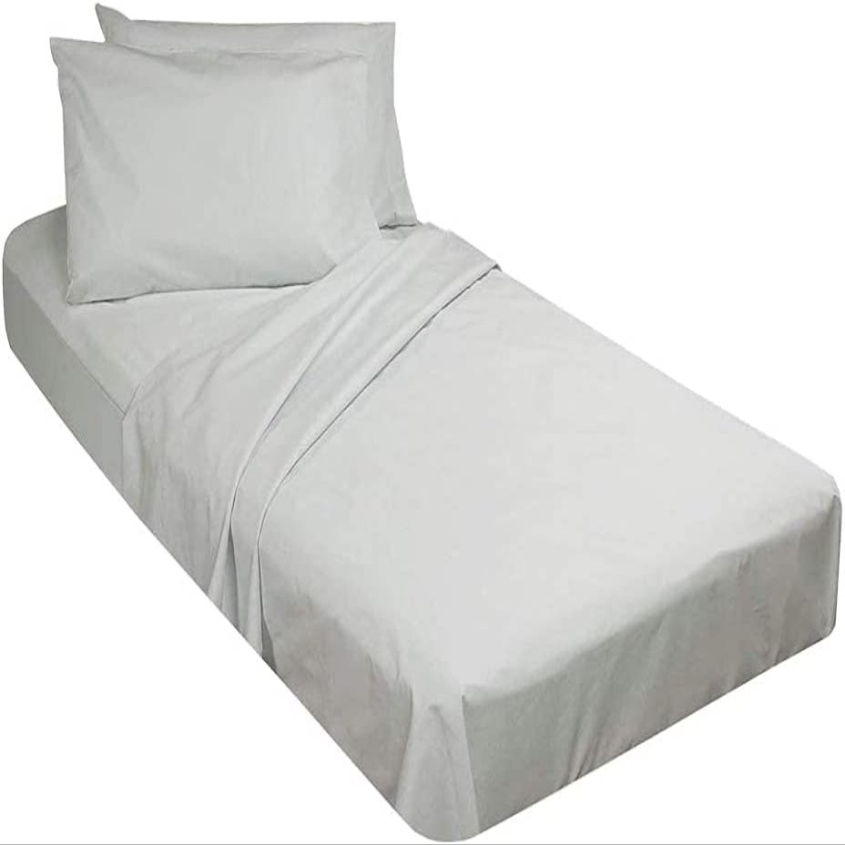DIFFERENT SHEETING- Cot Fitted Sheet 30" x 75"-100% Cotton-Soft & Breathable- Only Fitted Sheet with 5" Deep Pocket- Perfect for RV Bunk/Camping Cot/Guest Bed-Cot Size 30" x 75",Light Grey Solid