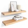 Habudda Floating Shelves, Wooden Wall Shelf for Rustic Decor, Hanging Display Shelving for Bedroom Bathroom Kitchen Living Room, Natural Wood, Invisible Bracket, 23.6"6.7"1.6", 2-Pack view 1