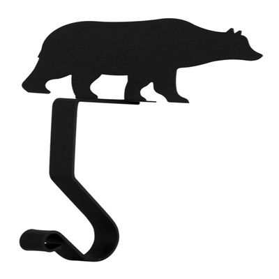 Village Wrought Iron 9 Inch Bear Christmas Stocking Hanger Fireplace Mantel Hook