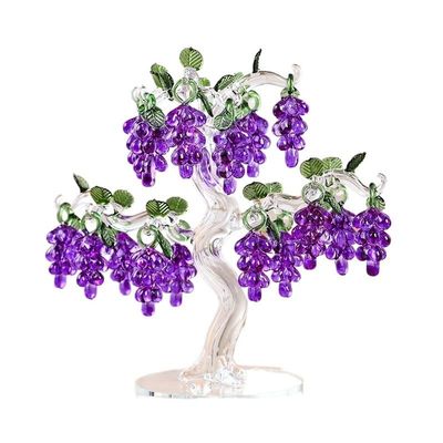 Crystal Grape Tree with 18 12 8 6 Grapes Fengshui Craft Home Decor Figurines Christmas New Year Gifts Souvenirs Decor Ornament (Color : Purple, Size : 8 Hangs)