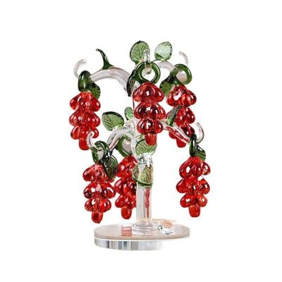 Crystal Grape Tree with 18 12 8 6 Grapes Fengshui Craft Home Decor Figurines Christmas New Year Gifts Souvenirs Decor Ornament (Color : Red, Size : 8 Hangs)