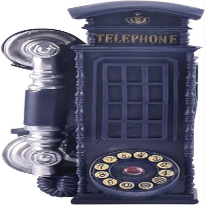 Antique Rotary Landline Telephone Decor,Vintage Decorative Telephones,Retro Telephone Landline Ornaments Classic Public Telephone Vintage Telephone Piggy Bank Model Retro Booth Home Decoration (Color