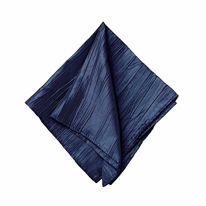5 Navy Blue Crinkle Accordion Taffeta Dinner Table Napkins Wedding Party Events Reception Catering Decorations Supplies
