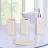 4 Piece Ceramic Bathroom Set Solid Colors Toothpaste Holder Toothbrush Holder Soap Pump Soap Dish (Beige Ivory) view 1