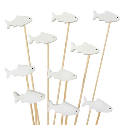 BambooMN 5.9 Inch White Fish Cocktail Appetizers Bamboo Toothpick Picks, Stirrer Sticks for Fruit Party, Charcuterie Accessories and Drinks, 1000 Pieces