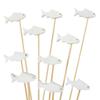 BambooMN 5.9 Inch White Fish Cocktail Appetizers Bamboo Toothpick Picks, Stirrer Sticks for Fruit Party, Charcuterie Accessories and Drinks, 1000 Pieces view 1