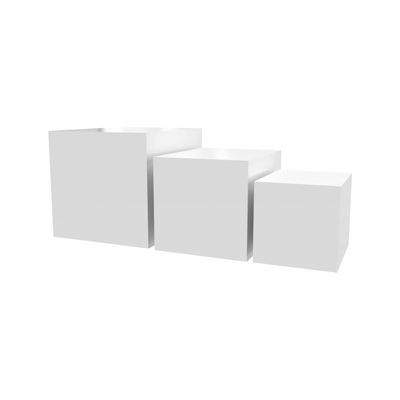 6 Pack Acrylic Display Riser Boxes White 3 Piece Retail Product Riser with Hollow Bottom 4", 5", 6" High Nesting Bins One Open Side Merchandise Storage Box POP Showcase by Marketing Holders