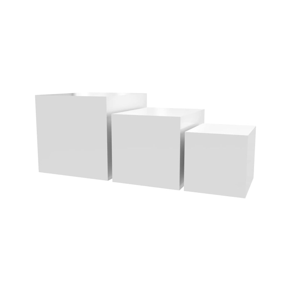 6 Pack Acrylic Display Riser Boxes White 3 Piece Retail Product Riser with Hollow Bottom 4", 5", 6" High Nesting Bins One Open Side Merchandise Storage Box POP Showcase by Marketing Holders