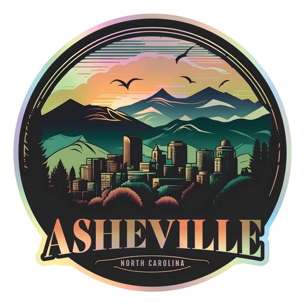 Asheville North Carolina Holographic Souvenir Vinyl Decal Sticker 8 Inch Design C