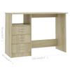 Desk with Drawers Sonoma,Computer Desk,Study Table,Vanity Table,Bedrooms Desks,with 3 Drawers and an Open Compartment,for Bedroom, Study, Office, Apartment,Oak 43.3"x19.7"x29.9" Engineered Wood view 2