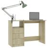 Desk with Drawers Sonoma,Computer Desk,Study Table,Vanity Table,Bedrooms Desks,with 3 Drawers and an Open Compartment,for Bedroom, Study, Office, Apartment,Oak 43.3"x19.7"x29.9" Engineered Wood view 4