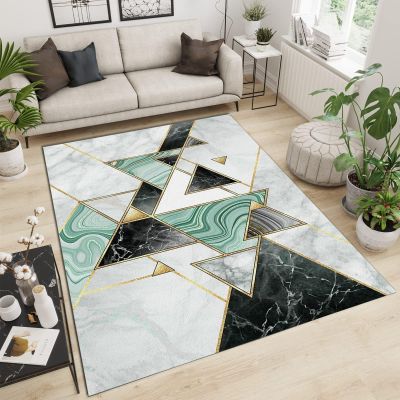 RAKUTE Luxury Marble Triangle Geometric Kids Rugs, Minimalist Modern Bedroom Rug, with Non-Slip Rubber Backing for Decor Teen Boys Room Floor Lounge Nursery, 2ft x 3ft