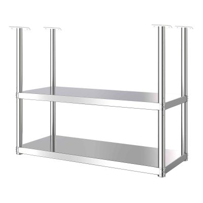 DMCHENGMA 304 Stainless Steel Hanging Shelf Kitchen Plate Rack Pot Holder Dinning Room Ceiling Partition 2 Layer Shelf Frame Floating Storage Shelves (Size : 120x35x80cm)