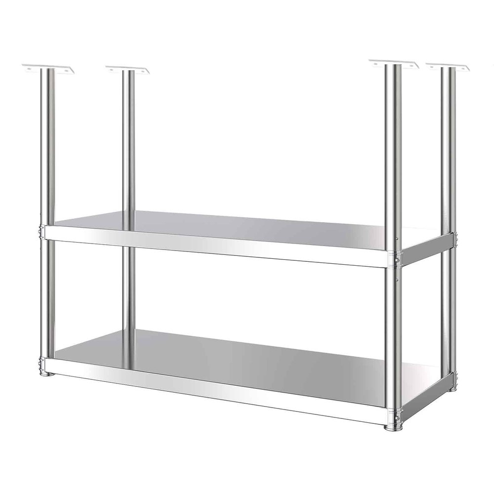 DMCHENGMA 304 Stainless Steel Hanging Shelf Kitchen Plate Rack Pot Holder Dinning Room Ceiling Partition 2 Layer Shelf Frame Floating Storage Shelves (Size : 120x35x80cm)