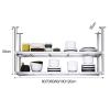 DMCHENGMA 304 Stainless Steel Hanging Shelf Kitchen Plate Rack Pot Holder Dinning Room Ceiling Partition 2 Layer Shelf Frame Floating Storage Shelves (Size : 120x35x80cm) view 2