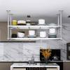 DMCHENGMA 304 Stainless Steel Hanging Shelf Kitchen Plate Rack Pot Holder Dinning Room Ceiling Partition 2 Layer Shelf Frame Floating Storage Shelves (Size : 120x35x80cm) view 4
