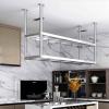DMCHENGMA Silver Ceiling Shelf Holder Kitchen Shelves, 304 Stainless Steel Pot Holder Plates Racks, Dining Room Kitchen Storage Decoration Display Stand (Size : 90x35x80cm) view 1