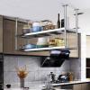 DMCHENGMA Silver Ceiling Shelf Holder Kitchen Shelves, 304 Stainless Steel Pot Holder Plates Racks, Dining Room Kitchen Storage Decoration Display Stand (Size : 90x35x80cm) view 3
