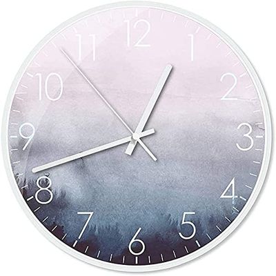 BOMMEL Wall Clock White Metal Border, Round Creative Abstract Pattern Wall Decoration Clock Precise,B (Color : G)