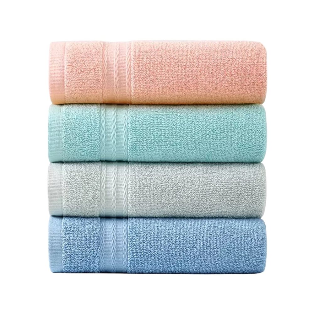 Towels For Bathroom 4 Piece Set,Face Towels,Pure Cotton,Comfy,Durable,Quick-Drying,Fade-Resistant,14x29 Inch,Individually Sealed Packaging,Ideal For Bathroom,Gym ( Color : Pink-green-grey-blue )