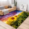 RAKUTE Sunflower Flower Field Kids Rugs, 3D Printed Decor Doormat, Non-Slip Backing Rubber Crystal Velvet for Game Room Bedroom Living Room Lounge Nursery, 4ft x 5ft view 1