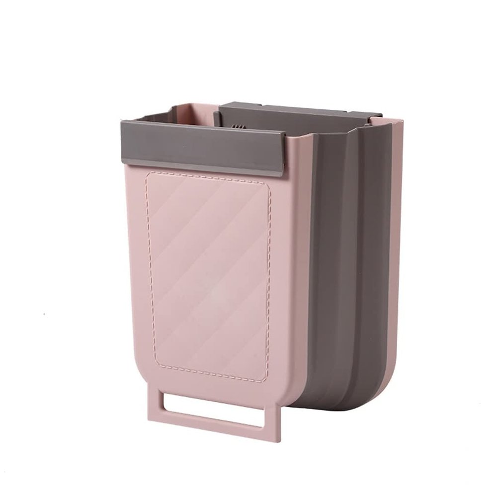 DYPASA Garbage Can Collapsible Trash Can, 10L Wall Mounted Plastic Folding Waste Bin Hanging Garbage Can for Kitchen Canbinet Office Car Bathroom Wastepaper Basket (Color : Gray)
