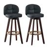 KAMPCO Counter Height Swivel Bar Stools Set of 2, Farmhouse Bar Chairs with Back and Wood Legs, Faux Leather High Stools for Kitchen Island, Home Bar, Pub, Dining Room view 1