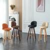 KAMPCO Counter Height Swivel Bar Stools Set of 2, Farmhouse Bar Chairs with Back and Wood Legs, Faux Leather High Stools for Kitchen Island, Home Bar, Pub, Dining Room view 4