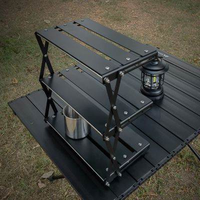 CAYNUT Shelf Three-Layer Folding Aluminum Alloy Outdoor Camping Home Kitchen Floral Light 1.6KG