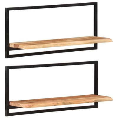 CHARMMA Wall Shelves 2 pcs 31.5"x9.8"x13.8" Solid Wood Acacia and Steel