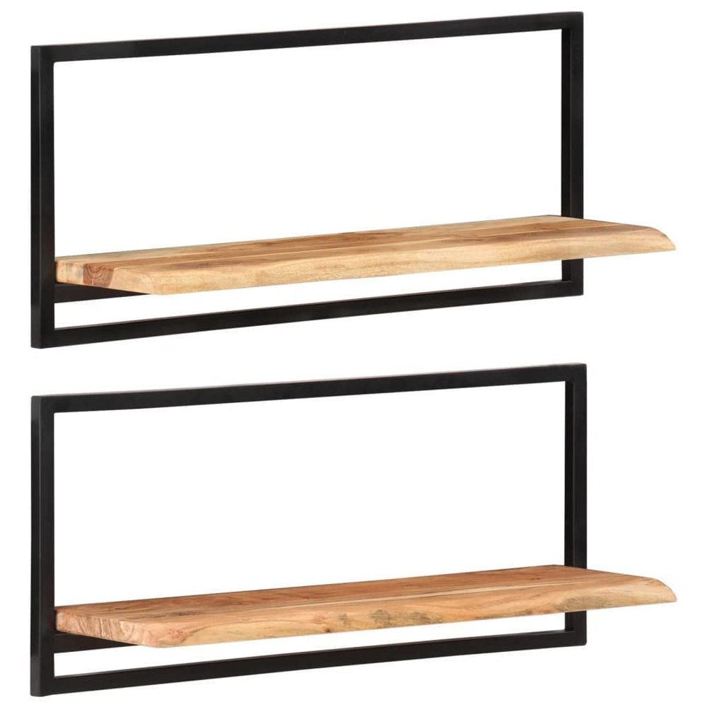 CHARMMA Wall Shelves 2 pcs 31.5"x9.8"x13.8" Solid Wood Acacia and Steel