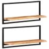 CHARMMA Wall Shelves 2 pcs 31.5"x9.8"x13.8" Solid Wood Acacia and Steel view 1