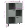 CHARMMA Bookcase with Metal Legs Gray 35.4"x13.8"x50.6" Solid Wood Oslo view 2