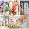 Aerdce Boho Rainbows Arched Backdrop Covers for Groovy Birthday Parties Decoration Arched Backdrop Stand Cover Chiara Backdrops Bohemian Girl 1st Birthday Arched Props view 3
