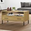 CHARMMA Coffee Table with Metal Legs Brown 33.5"x19.7"x17.7" Solid Wood Oslo view 1