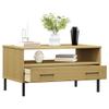 CHARMMA Coffee Table with Metal Legs Brown 33.5"x19.7"x17.7" Solid Wood Oslo view 2