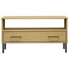CHARMMA Coffee Table with Metal Legs Brown 33.5"x19.7"x17.7" Solid Wood Oslo view 3