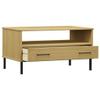 CHARMMA Coffee Table with Metal Legs Brown 33.5"x19.7"x17.7" Solid Wood Oslo view 4