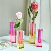 Bobbird Colorful Crystal Square Column vase Acrylic vase Flower Arrangement Art Fireplace Bedroom Kitchen Center Decoration Desk (Blue Green) view 4