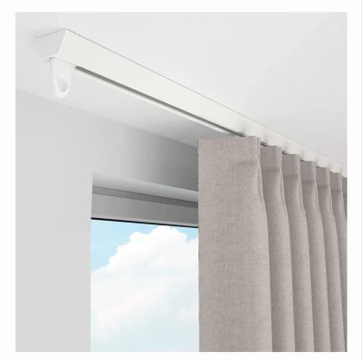 Self Adhesive No Drill Curtain Track System, Ceiling Mount Straight Curtain Rails Room Divider For Dressing Room Shower Corner Office, Smooth And Quiet Glide ( Color : White , Size : 10m/32.8ft )