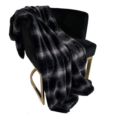 Plutus Brands Black Graphite Furever Faux Fur Luxury Throw Blanket