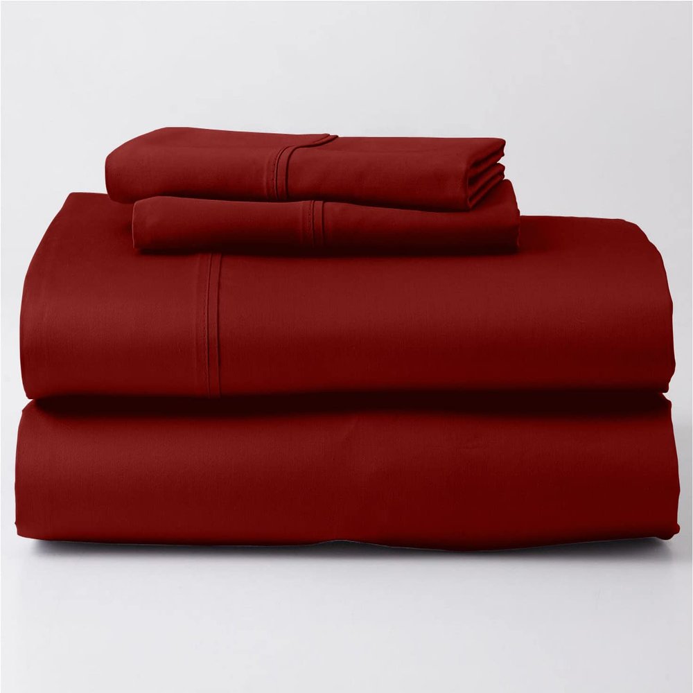 Real 800-Thread-Count, 100% Egyptian Cotton |Short Queen Size, Burgundy Color| 4 PC Sheet Set, 800TC Egypt Long Staple Cotton, Made to Fit Upto 12" Deep Pockets Hotel Quality Soft Silky Sateen Weave