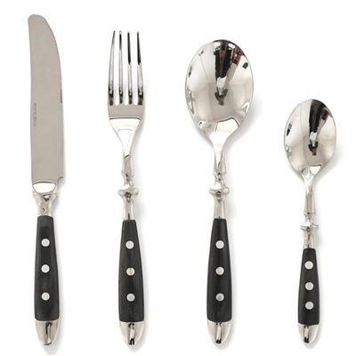 32 Piece Silverware Set for 8 with Black Handle Premium Stainless Steel Flatware Set,Mirror Polished Cutlery Utensil Set Home Kitchen Eating Tableware Set Fork Knife Spoon Dishwasher Safe