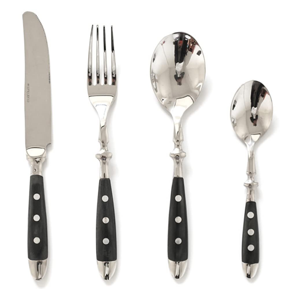 32 Piece Silverware Set for 8 with Black Handle Premium Stainless Steel Flatware Set,Mirror Polished Cutlery Utensil Set Home Kitchen Eating Tableware Set Fork Knife Spoon Dishwasher Safe