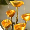 Gold Tabletop Fountain with LED Light, Indoor Fountain Relaxation Fountains Meditation Desk Fountain Artistic Waterfall Fountains Home/Office view 4