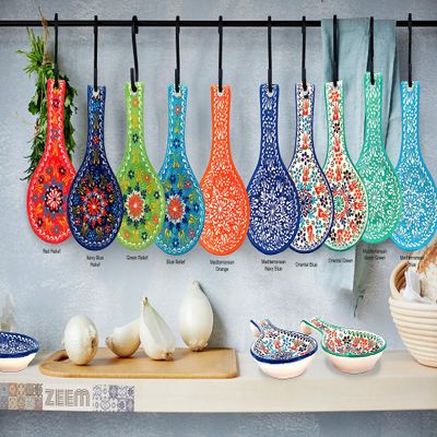 17 Color +, Turquoise Ceramic Spoon Rest, Handmade pottery, Spoon, Kitchen decor, Spoon holder, paint ceramic xmas present, Gastronomy gifts