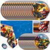 Transformers Birthday Party Supplies | Serves 16 Guests | Transformers Party Supplies | Transformer Dinner & Cake Plates, Napkins, Tablecover, Button | Officially Licensed view 1