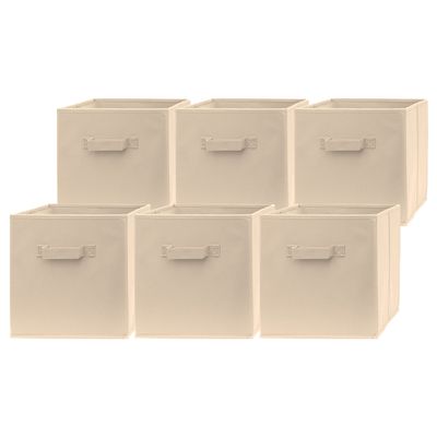 13 Inch Cube Storage Bins - 6 Pack - Large, Dual Handles, Foldable | 13x13 Fabric Bins for Organizing Closet, Clothes and Toys