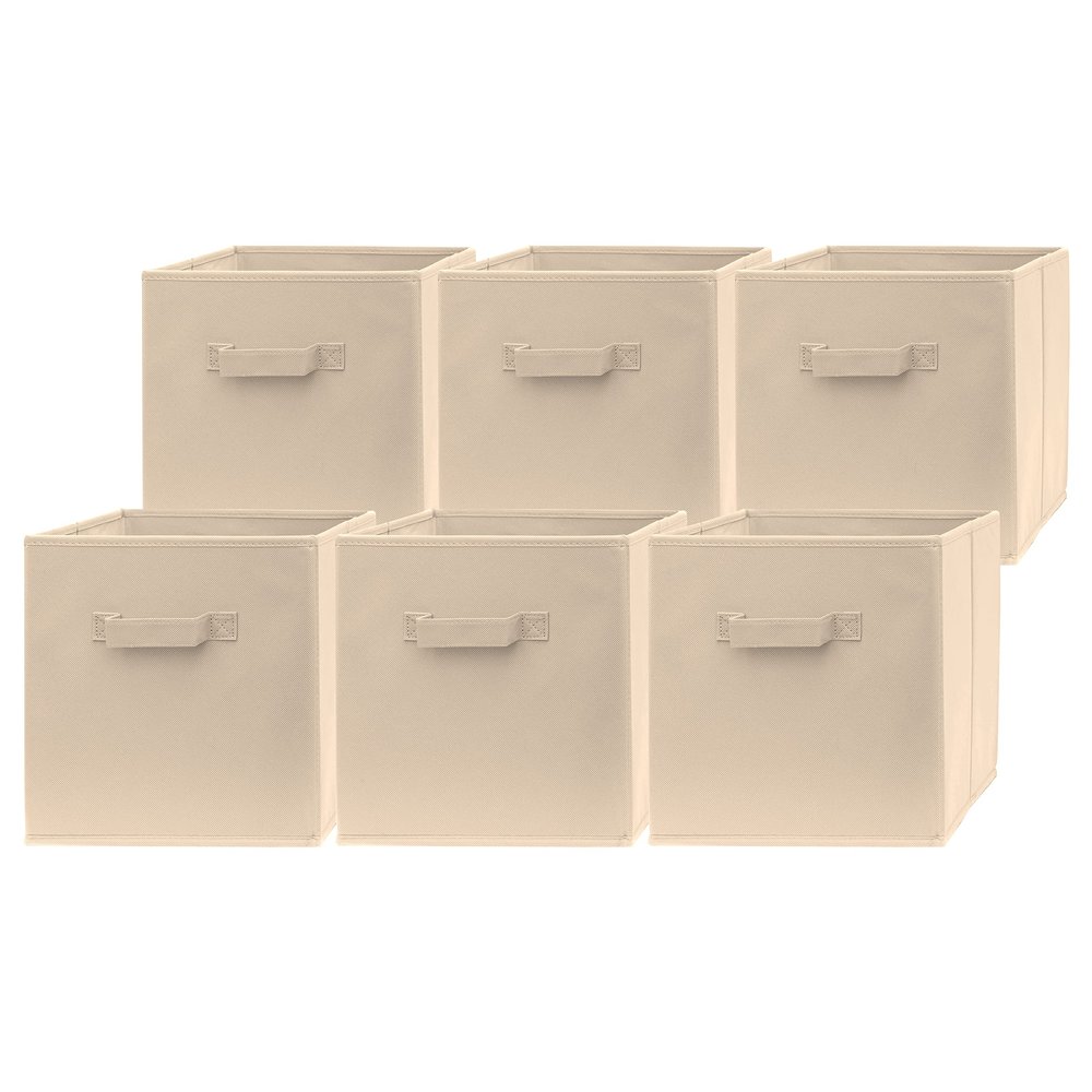 13 Inch Cube Storage Bins - 6 Pack - Large, Dual Handles, Foldable | 13x13 Fabric Bins for Organizing Closet, Clothes and Toys