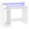 vidaXL Engineered Wood Desk with LED Lights - White 38.2"x17.7"x35.4" - Multi-Functional Computer Desk/Writing Desk/Game Station for Office and Study Space view 4